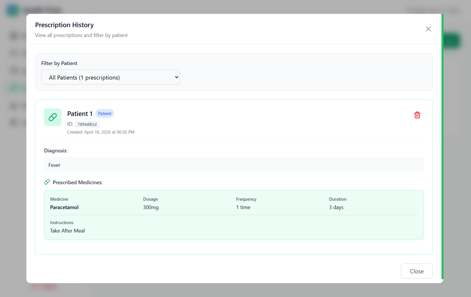 Prescription History